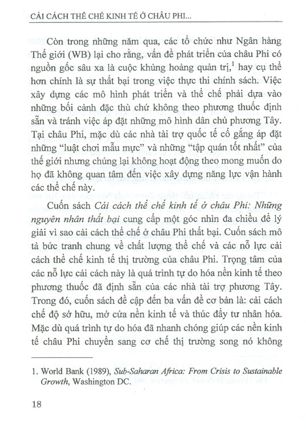 Cải Cách Thể Chế Kinh Tế Ở Châu Phi - Những Nguyên Nhân Thất Bại