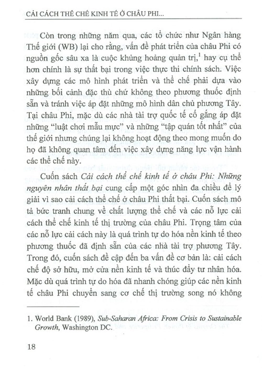 Cải Cách Thể Chế Kinh Tế Ở Châu Phi - Những Nguyên Nhân Thất Bại (Sách Chuyên Khảo)