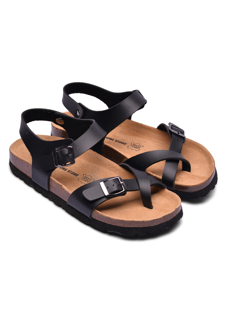 Sandal xỏ ngón đen đế trấu 2133NAM