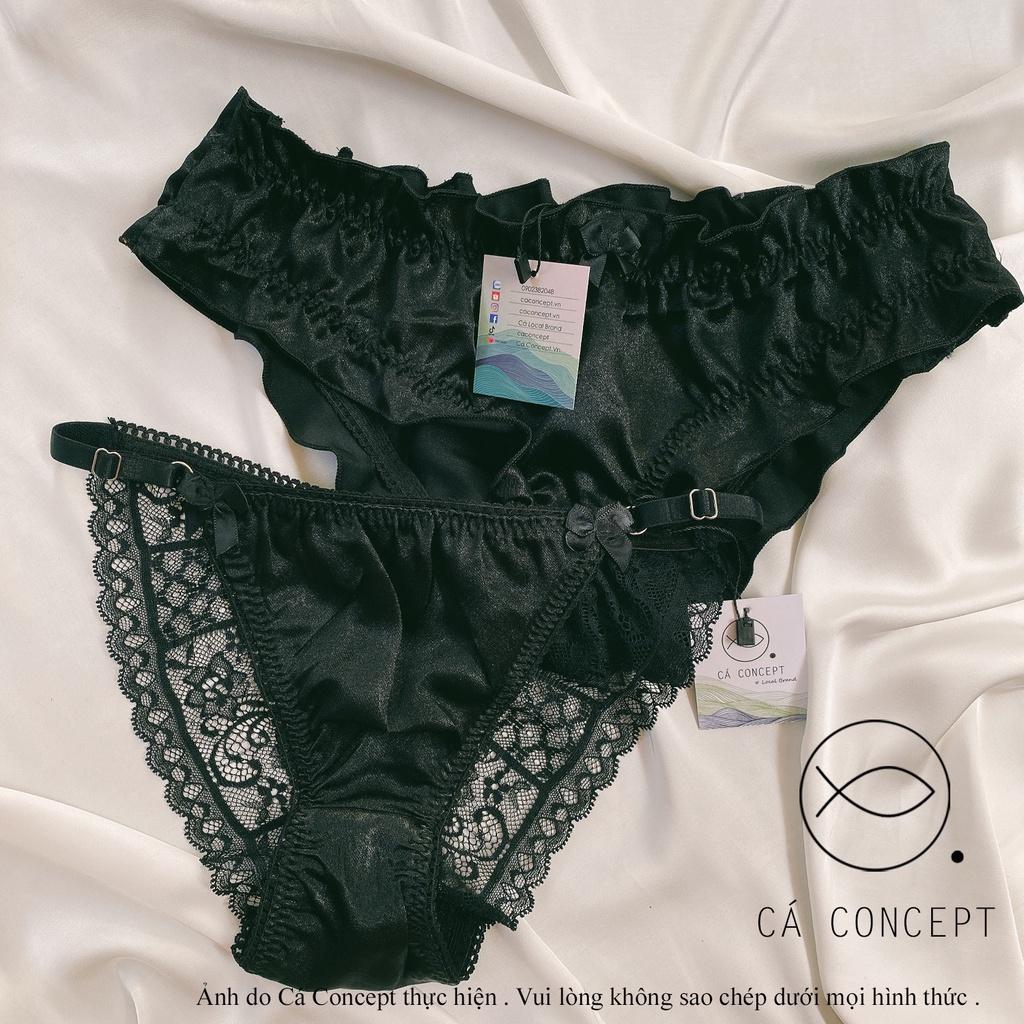Set bra dún ren đen nữ có mút không gọng CÁ CONCEPT đồ lót thiết kế bralette vải phi lụa đủ size