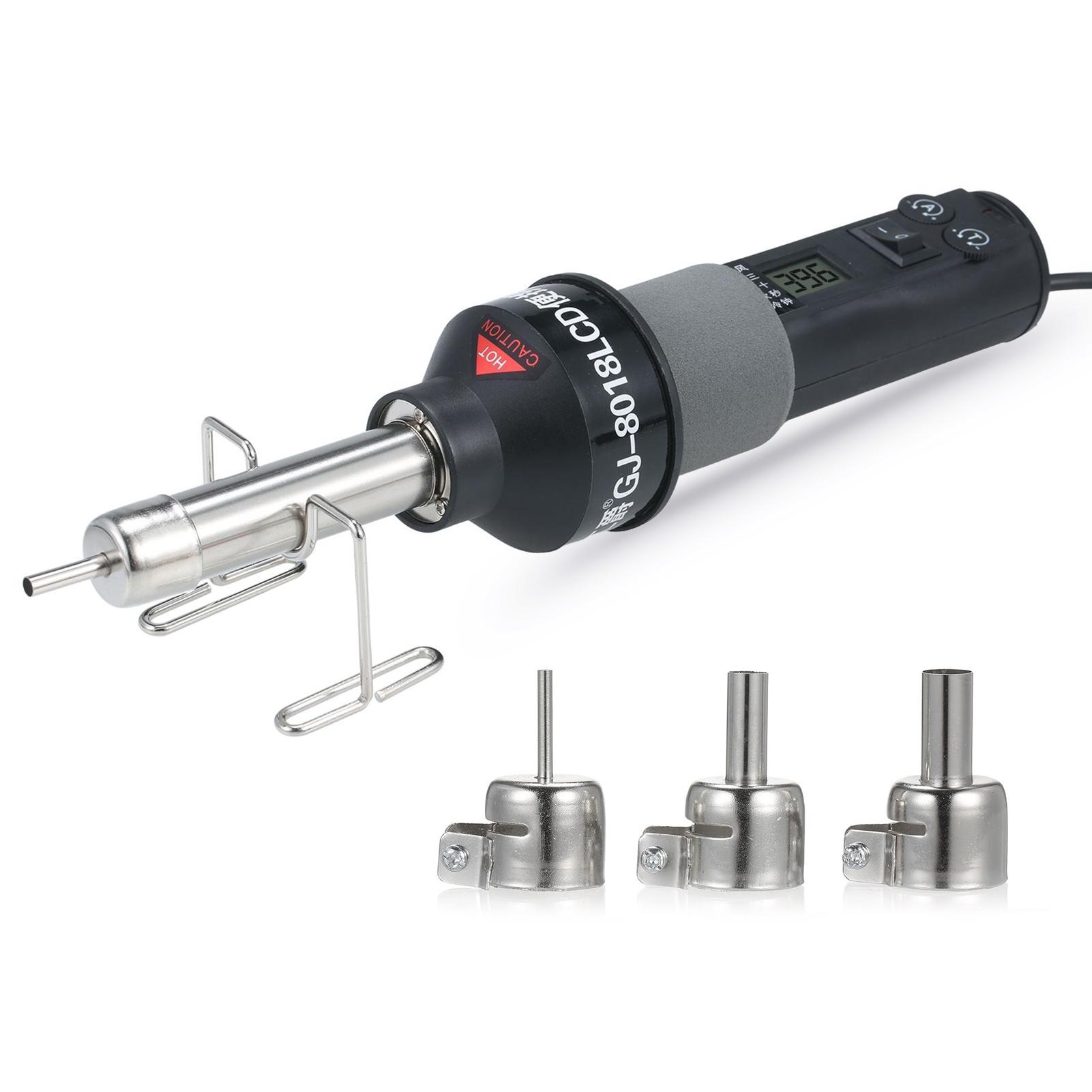 450W Portable Temperature-Controlled Soldering Heat Gun 450℃ Hot Air Rework Station SMD Desoldering Tool with Nozzles