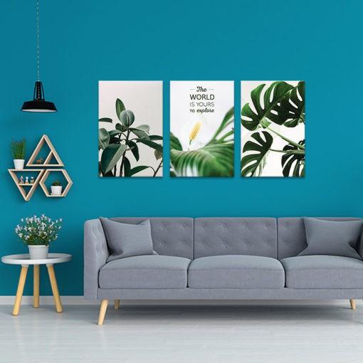 Bộ 3 tranh trang trí “Thiên nhiên tươi đẹp” | Tranh treo tường hoa lá W3397