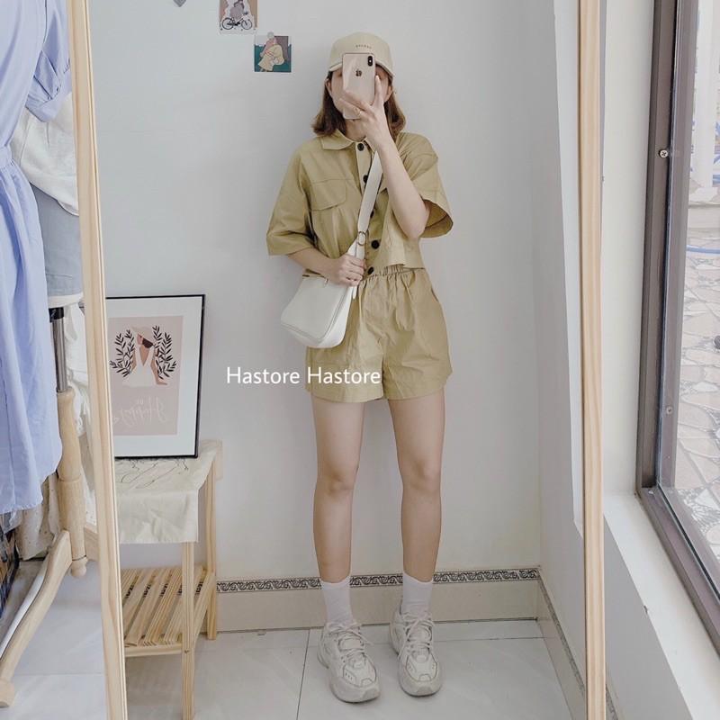 Set croptop khoác thô kèm short 3 màu