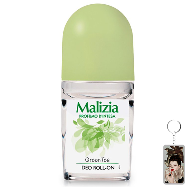 Lăn khử mùi trà xanh Malizia Profumo Green Tea 50ml (nữ) tặng kèm móc khóa