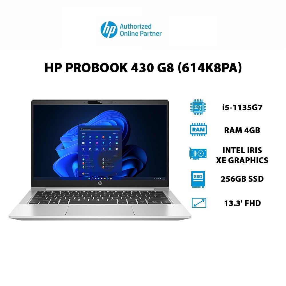 Hình ảnh Laptop HP ProBook 430 G8(614K8PA)(i5-1135G7|4GB|256GB|Iris Xe Graphics|13.3' FHD)Hàng chính hãng