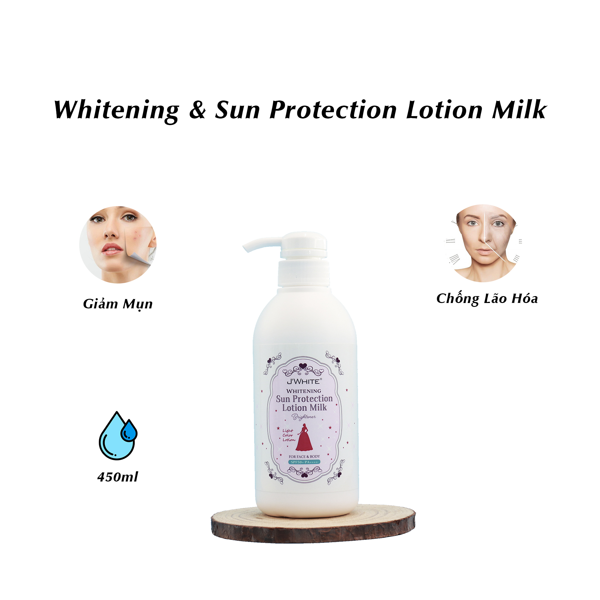 Sữa dưỡng thể Dưỡng trắng chống nắng JWhite 450ml