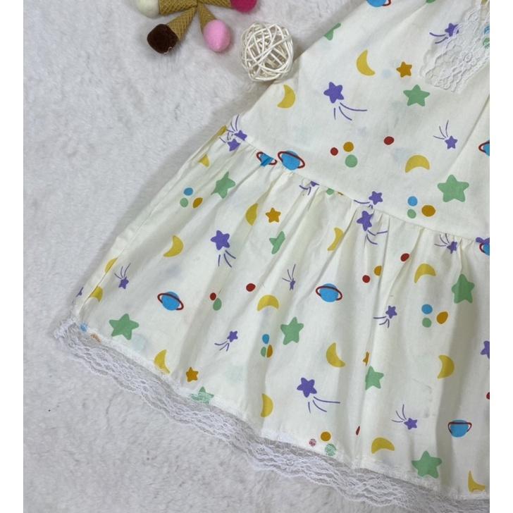 Đầm bé gái,váy trẻ em ,BITIKIDS, họa tiết hoa nhí phối nơ xòe phồng kate cotton size 0 đến 6 tuổi