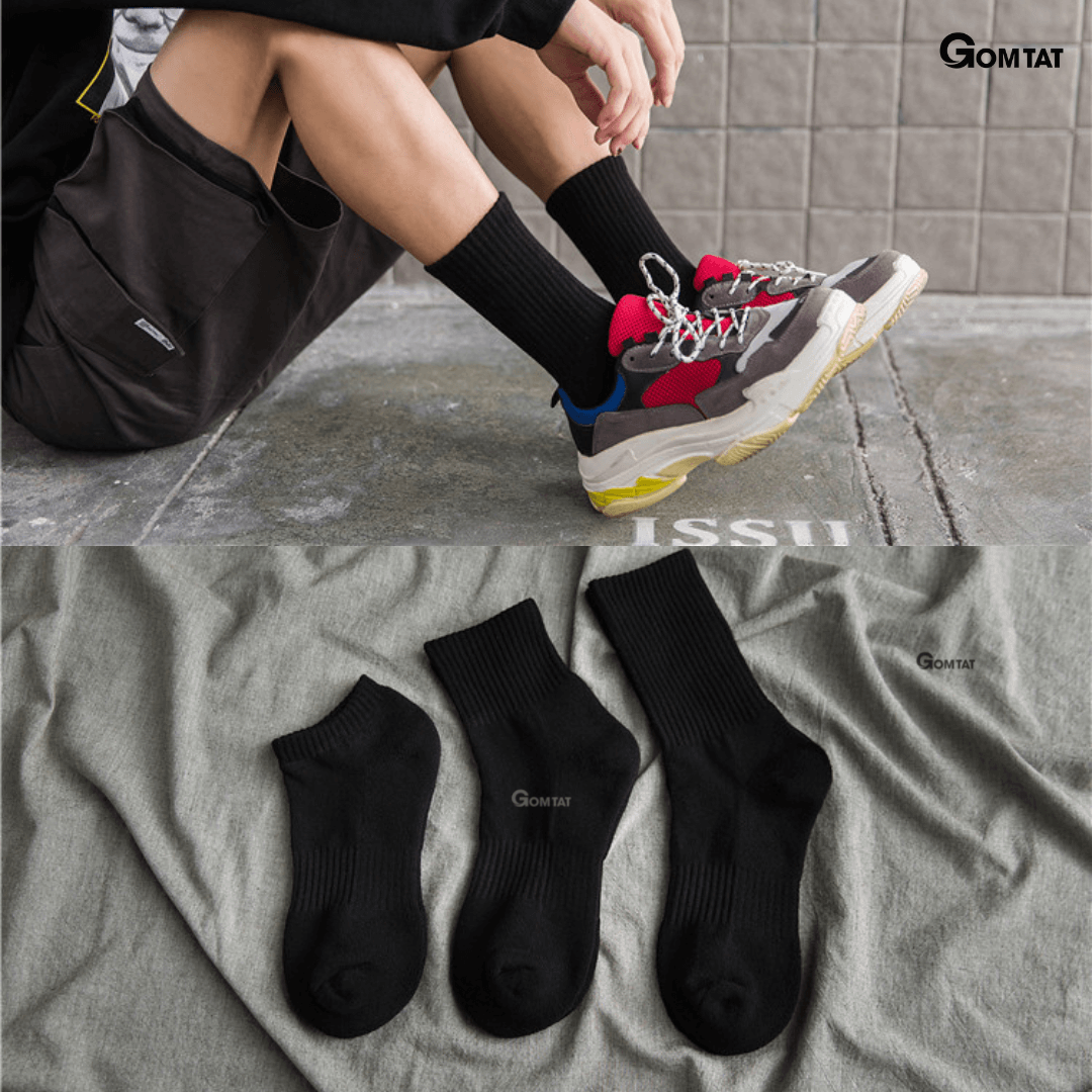 Tất Nam Nữ cổ ngắn, cổ trung, cổ cao, mẫu tất trơn cotton unisex phong cách Hàn Quốc - LISU