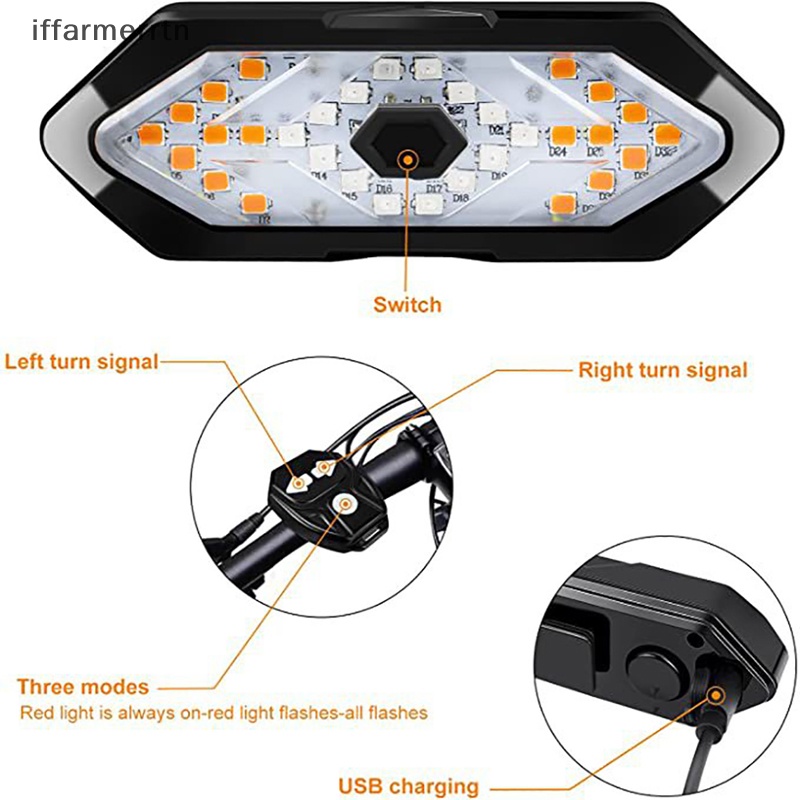 Đèn xi nhan xe đạp LED rẽ trái phải remote điều khiển từ xa không dây sạc USB chống nước kiêm đèn hậu - Hàng chính hãng dododios