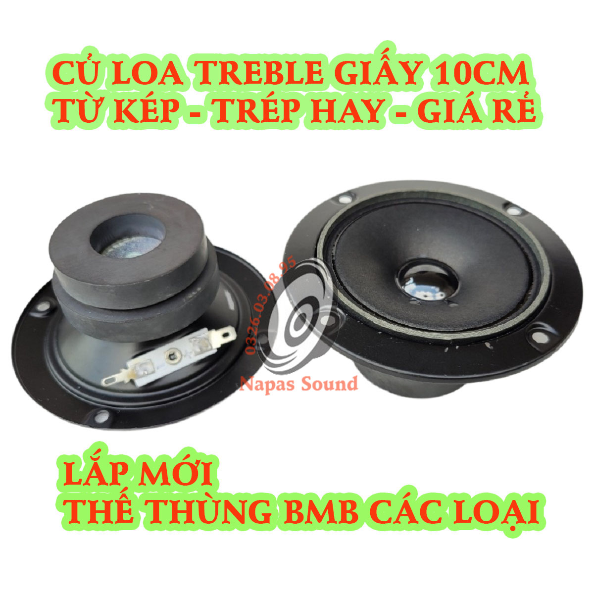 (GIÁ 1 ĐÔI) - CỦ LOA TRÉP GIẤY TỪ KÉP 10CM - LOA TRÉP BMB - LOA TREBLE 10