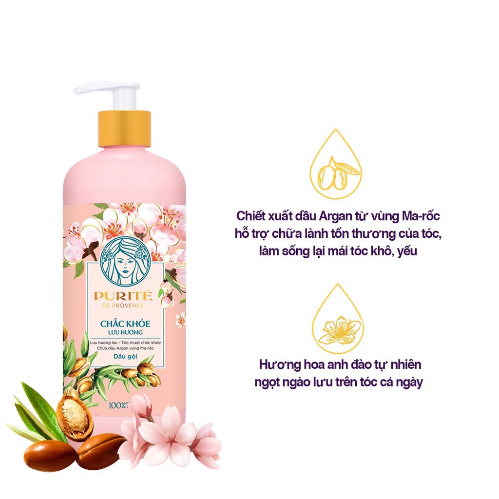 Combo Tắm Gội và Dưỡng da Purite De Provence Hoa Anh Đào và Hoa Hồng