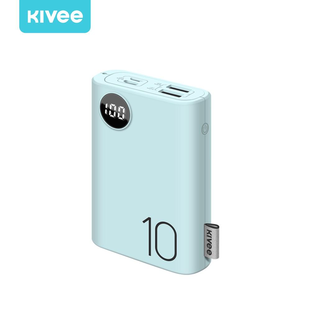 Sạc dự phòng KIVEE PF23P 10000mAh Macaron tích hợp 4 cổng sạc + đèn LED hiển thị nguồn cho iPhone Huawei Samsung Xiaomi-Hàng Chính Hãng