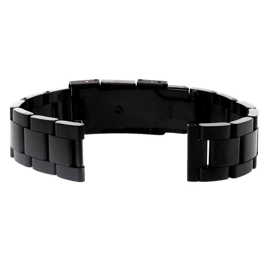 Black Stainless Steel Metal Replacement Strap Wrist Band for