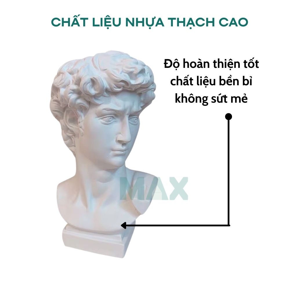 Mô hình đầu tượng David, tượng đầu người bằng nhựa thạch cao trắng dùng trang trí decor, tập vẽ kí họa,DIY