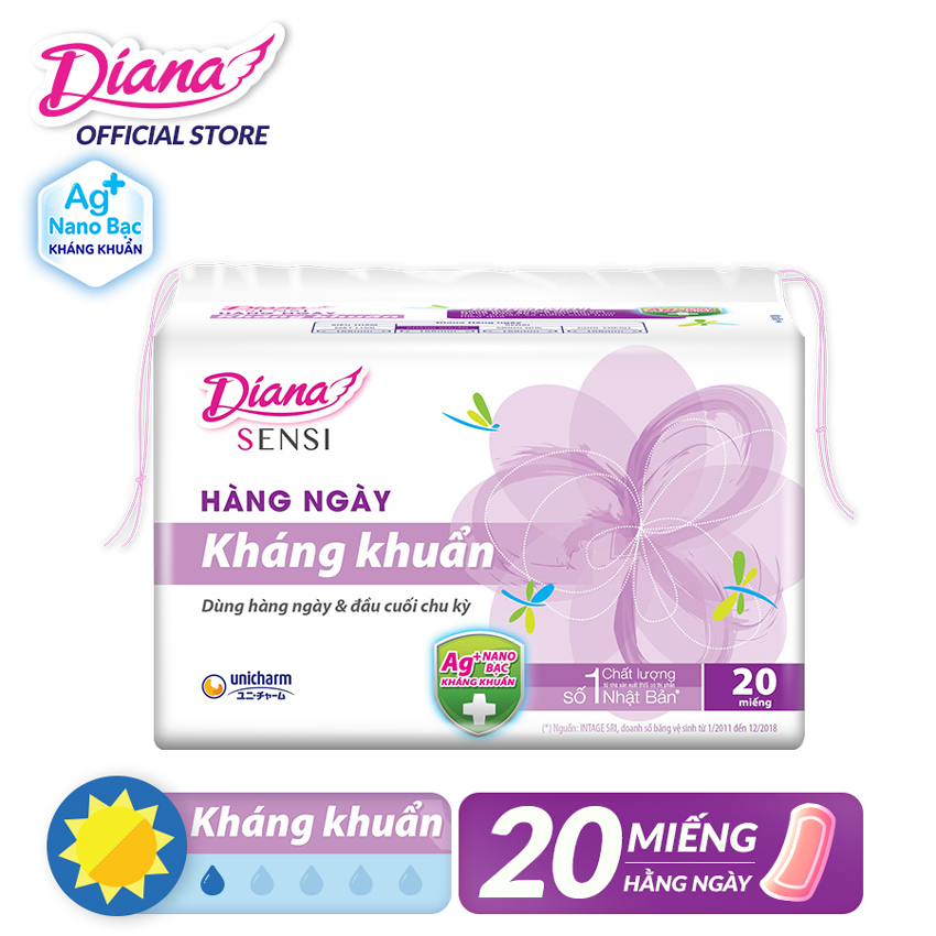 Băng Vệ Sinh Diana Hằng Ngày Sensi Kháng Khuẩn 20 Miếng