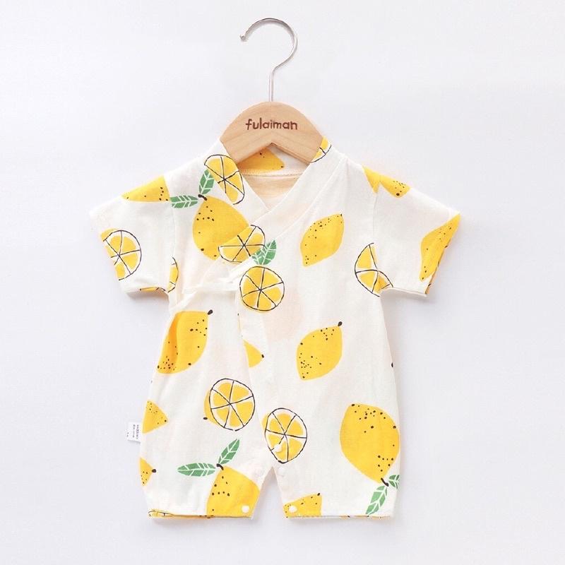 Body pizama cotton lụa - kimono đồ bộ đồ ngủ cho bé trai gái - body trái cây dưa hấu bơ dâu chanh mickey - áoquần trẻ em