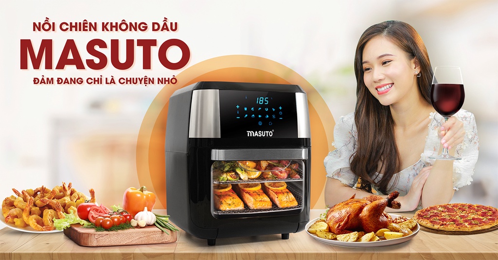 Nồi chiên không dầu Sothing Masuto Eatclean màn hình LED hiển thị 10 chế độ nấu hạn chế 90% lượng chất béo- Hàng chính hãng