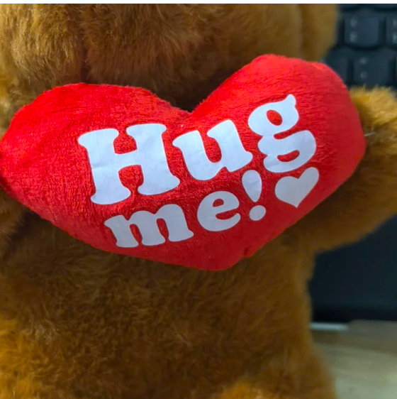 Thú nhồi bông teddy ôm tim hugme đáng yêu - Size 28cm - Quà tặng gấu Teddy lông mịn size mini cho bé