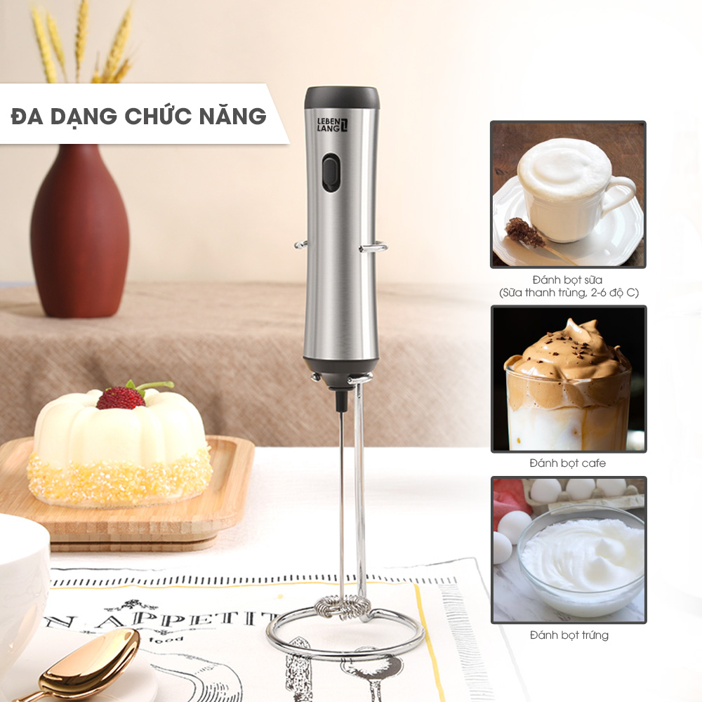 Máy đánh bọt cafe cầm tay Lebenlang LBL4583, sạc điện nhỏ gọn tiện lợi, công suất 10W,bảo hành 2 năm - hàng chính hãng