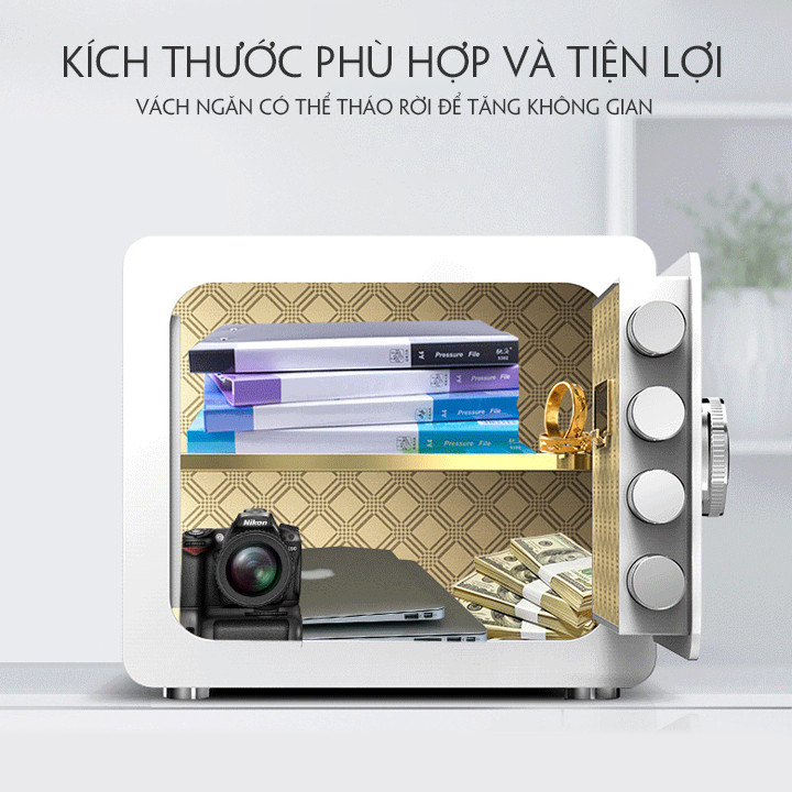 KÉT SẮT MINI CAO CẤP - KHÓA NÚM XOAY KẾT HỢP MÃ SỐ - CHỐNG CHÁY NỔ - CHỐNG VA ĐẬP