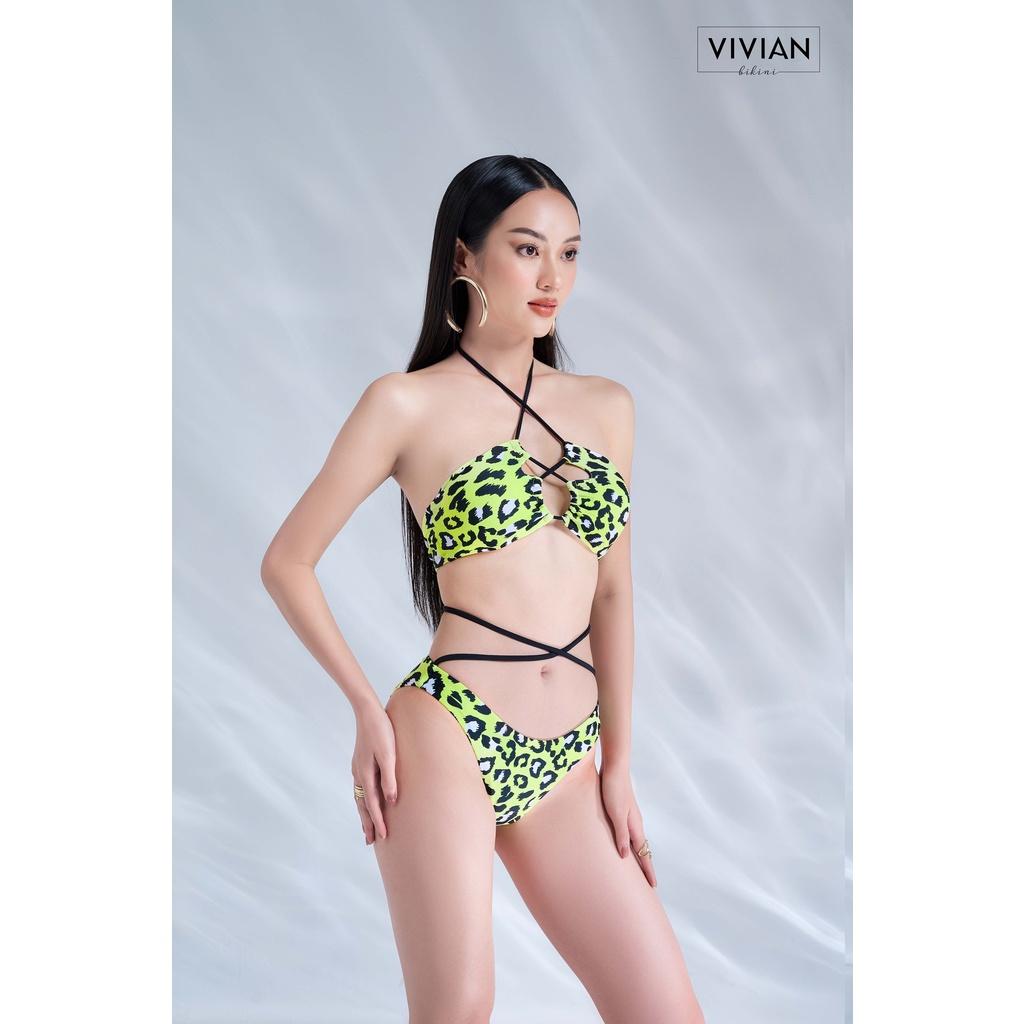 Đồ bơi nữ cao cấp dạng hai mảnh áo ống phối dây tạo hình - Xanh lá cây - VS186_GN