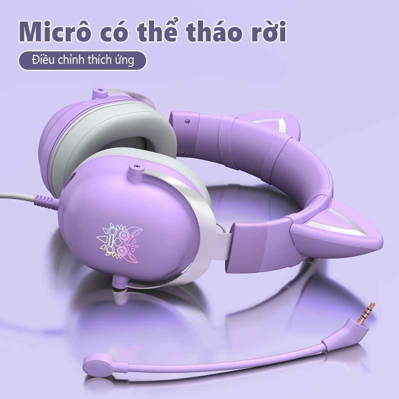 Tai nghe chơi game âm thanh nổi ngoài tai ONIKUMA X11 Tím với Mic và đèn RGB [Hàng chính hãng]