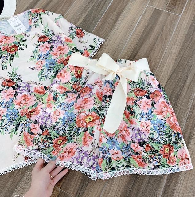Set bộ nữ hoa nơ eo xinh yêu