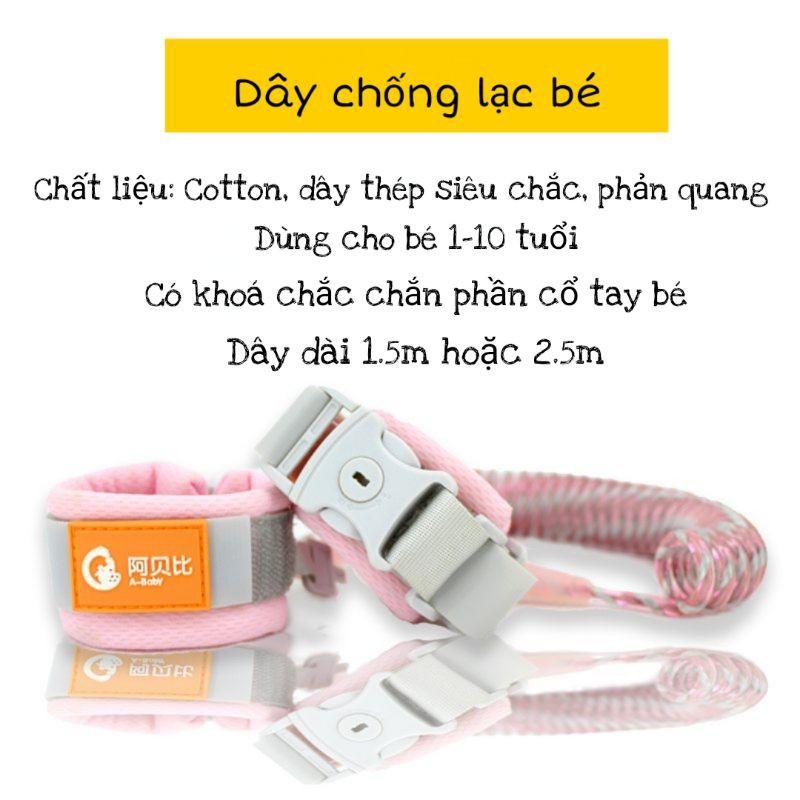 Dây chống lạc cho bé trai gái cao cấp có khóa an toàn dài 1.5m/2.5m