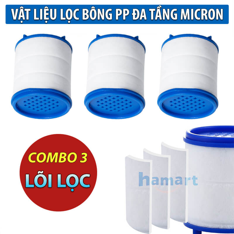 Đầu Lọc Nước Tại Vòi Tăng Áp Xoay 360 Mặt Xả Hoa Sen Rửa Chén Có Đầu Nối &amp; Lõi Bông Lọc Sạch