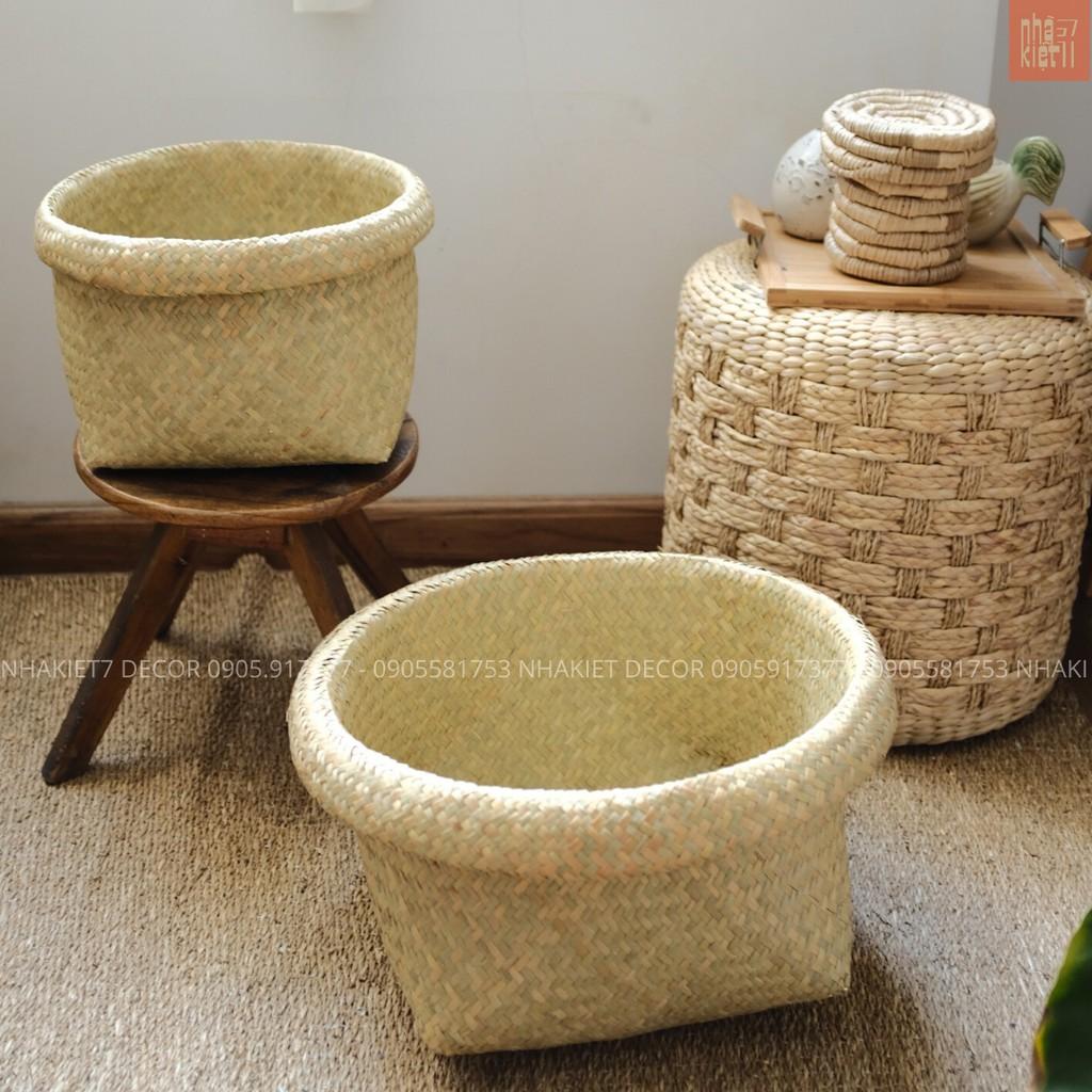 GIỎ CỎ BÀNG ĐAN ĐỰNG CÂY - TRANG TRÍ NỘI THẤT