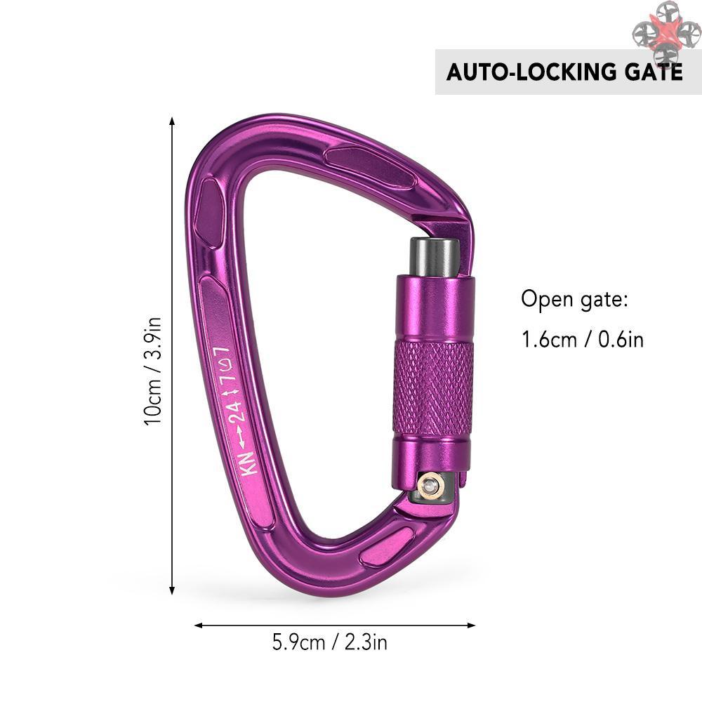 TOP 24KN Twist Locking Gate Carabiner Heavy Duty Auto Lock Carabiner Outdoor D-ring Buckle Climbing Rappelling Canyoning Hammock Locking Clip