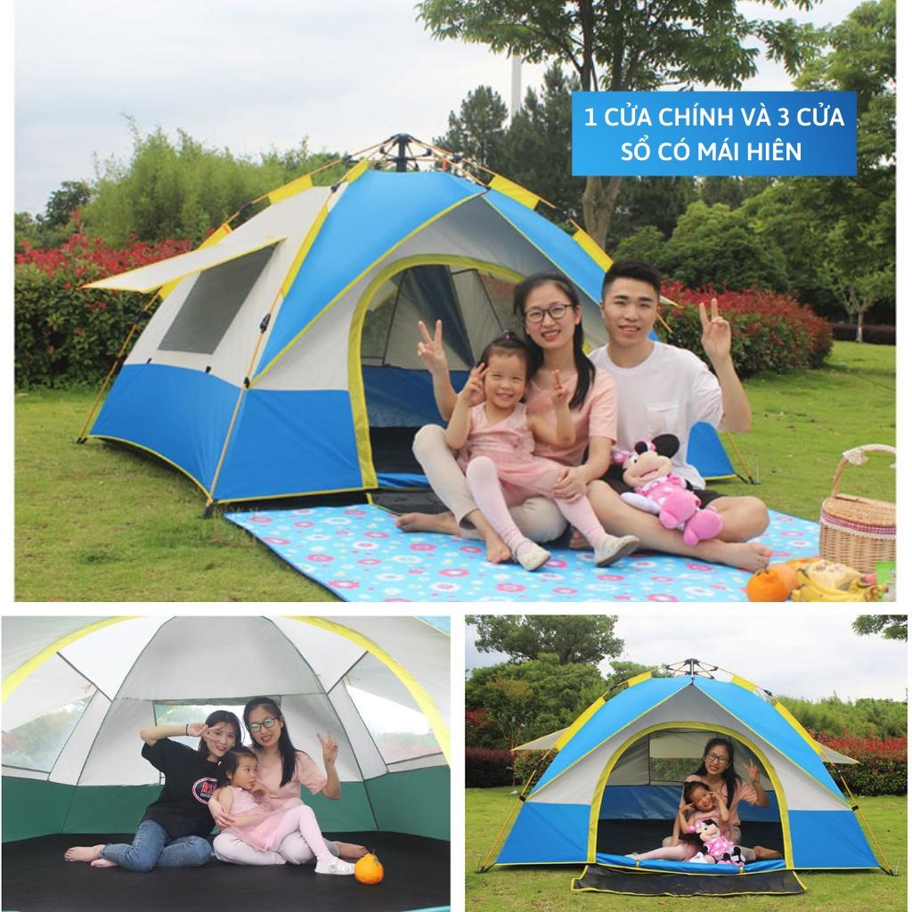 Lều Cắm Trại Du Lịch Tự Bung 4-6 người, Lều Dã Ngoại Ngoài Trời Chống Thấm Nước, Chống Tia Tử Ngoại