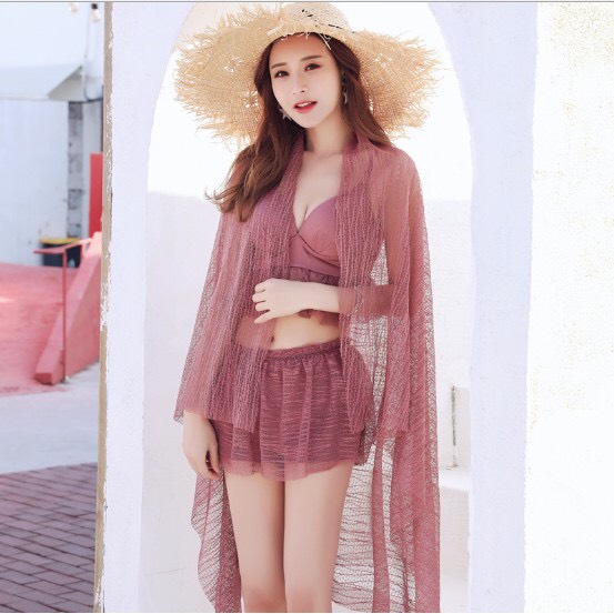 Bộ Bikini 3 Món Hàng Cao Cấp Sexy Quần Váy Khăn ren đẹp