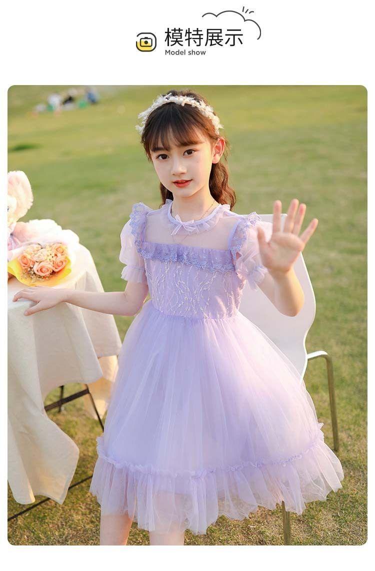 DIYIWEI Cô gái ăn mặc mùa hè 2023 váy công chúa trẻ em mùa hè phong cách phương Tây cô gái nhỏ mùa hè váy lưới đỏ thời trang váy