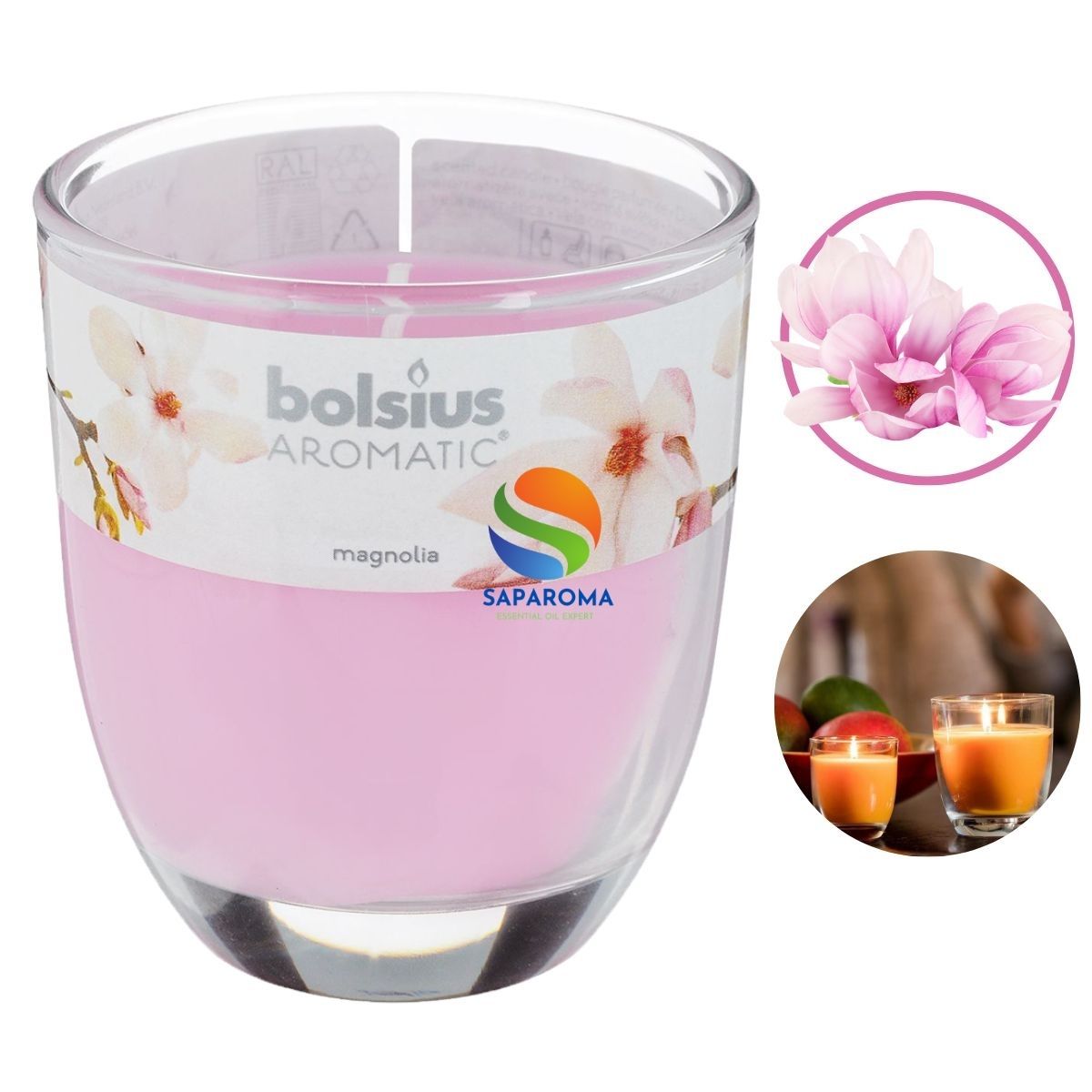 Ly nến thơm tinh dầu Bolsius Magnolia 105g QT024332 - hoa mộc lan, nến trang trí, thơm phòng, thư giãn, hỗ trợ khử mùi