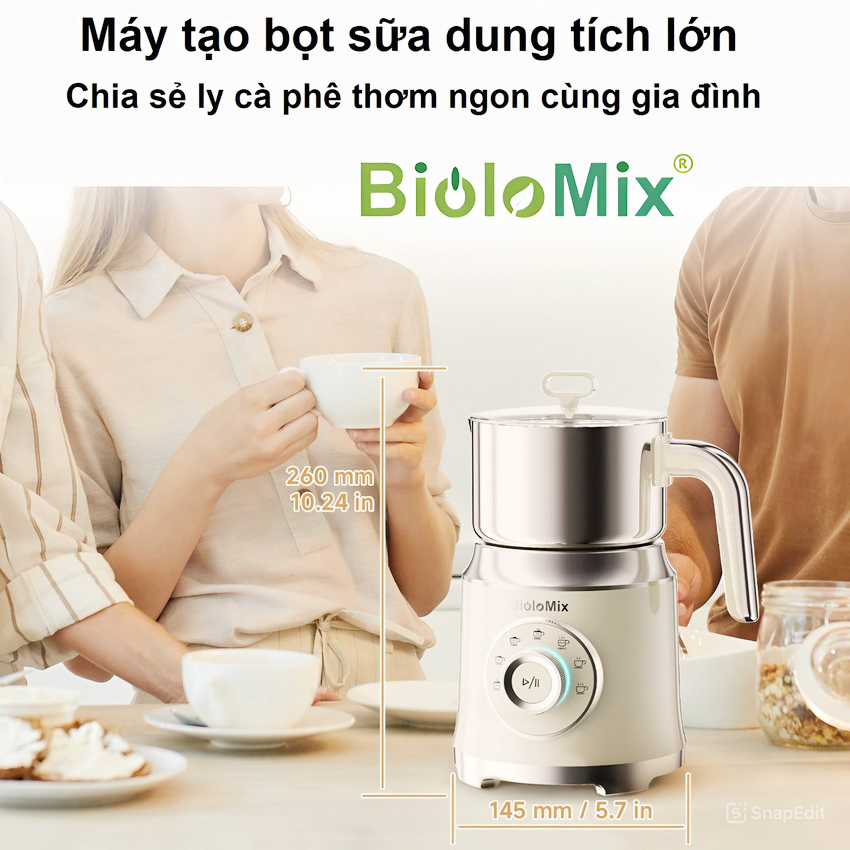 Máy tạo bọt sữa đa năng chuyên nghiệp 7 trong 1 thương hiệu Mỹ cao cấp Biolomix BMF201 - Hàng chính hãng