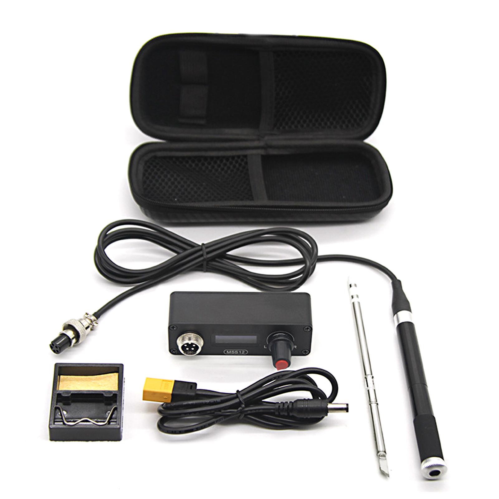 MSS12 Mini OLED Soldering Station Portable Electric Solder Iron with Zipper Case Compatible with T12 Supports PD3.0/3S-6S/12V-25V Power Supply