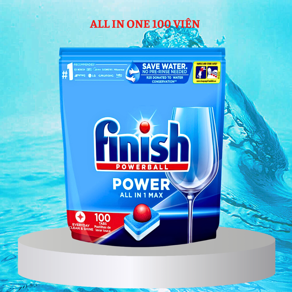 Hình ảnh Túi 100 viên rửa chén Finish All In 1 Dishwasher Tablets PTT028268