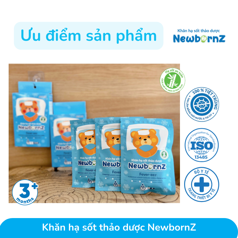 Khăn lau thảo dược hạ sốt NewbornZ cho bé từ 3m