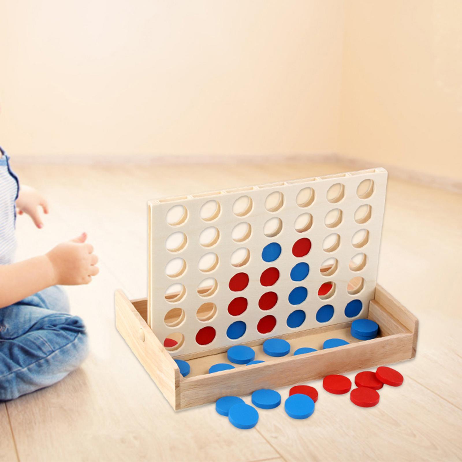 Kids Wooden 4 in Wooden Board Game Fun Block Board Early Learning Toys