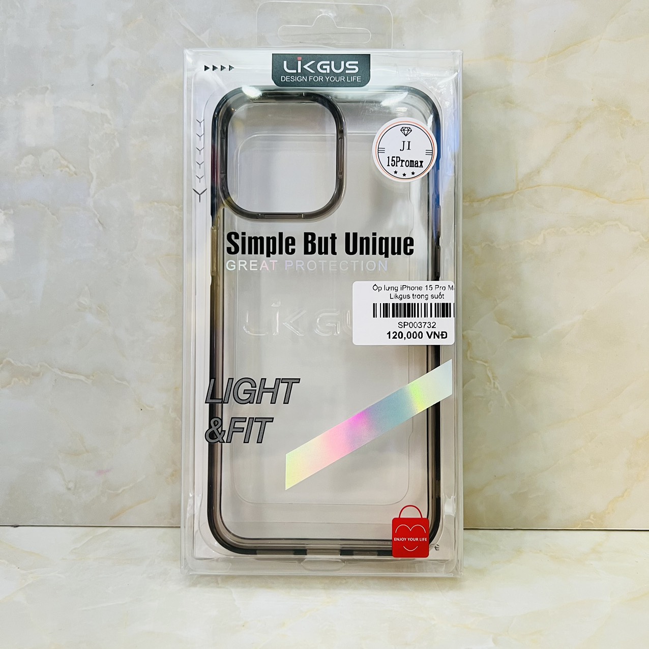 Ốp lưng cho iPhone 15 Pro Max Likgus trong viền màu- hàng chính hãng