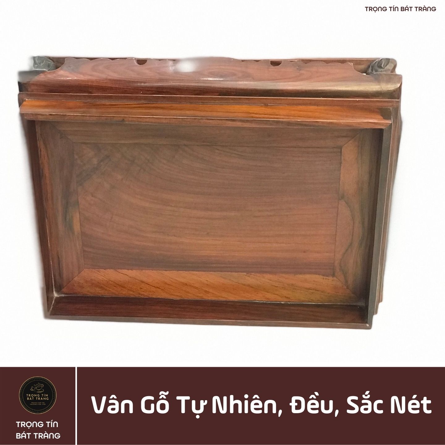Khay Trà Gỗ Trắc Hình Chữ Nhật Kích Thước 32,5*22,5*12 cm KT 92