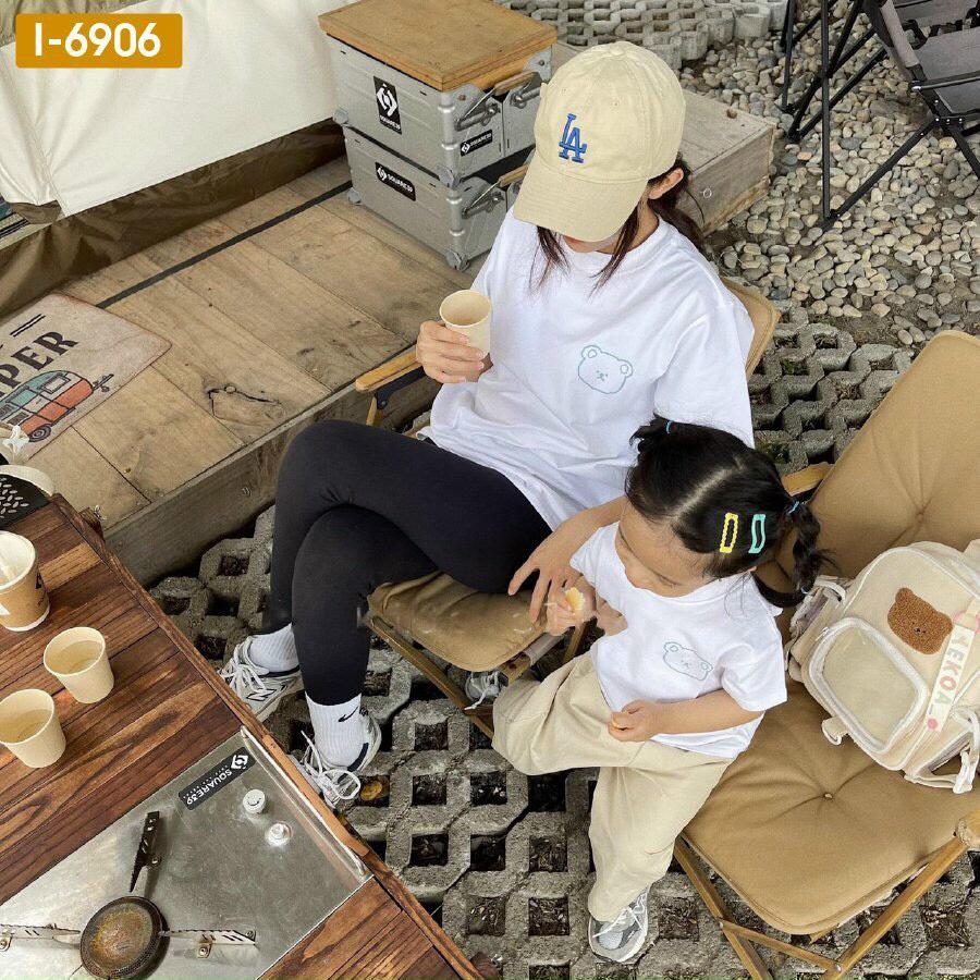Áo Thun Gia Đình cotton mịn hình Gấu Xanh Logo In Hai Mặt