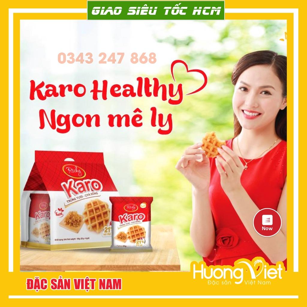 Bánh Karo Richy trứng tươi chà bông sợi gà túi 156g , bánh trứng tươi karo mềm ngon, bánh caro