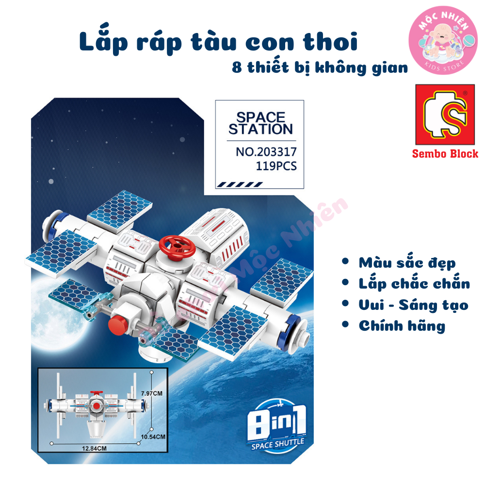 Đồ chơi lắp ráp xếp hình tàu con thoi Space Shuttle 8 trong 1 SEMBO BLOCK 203311 - 203318 (836 mảnh ghép)