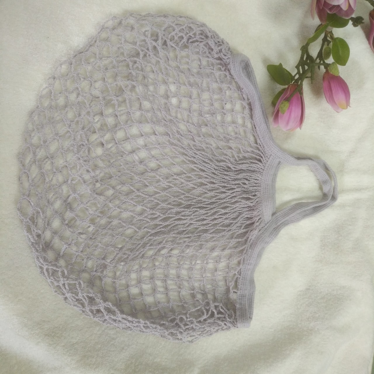 Túi lưới đan móc handmade chất liệu sợi chỉ cotton kích thước 35x35cm