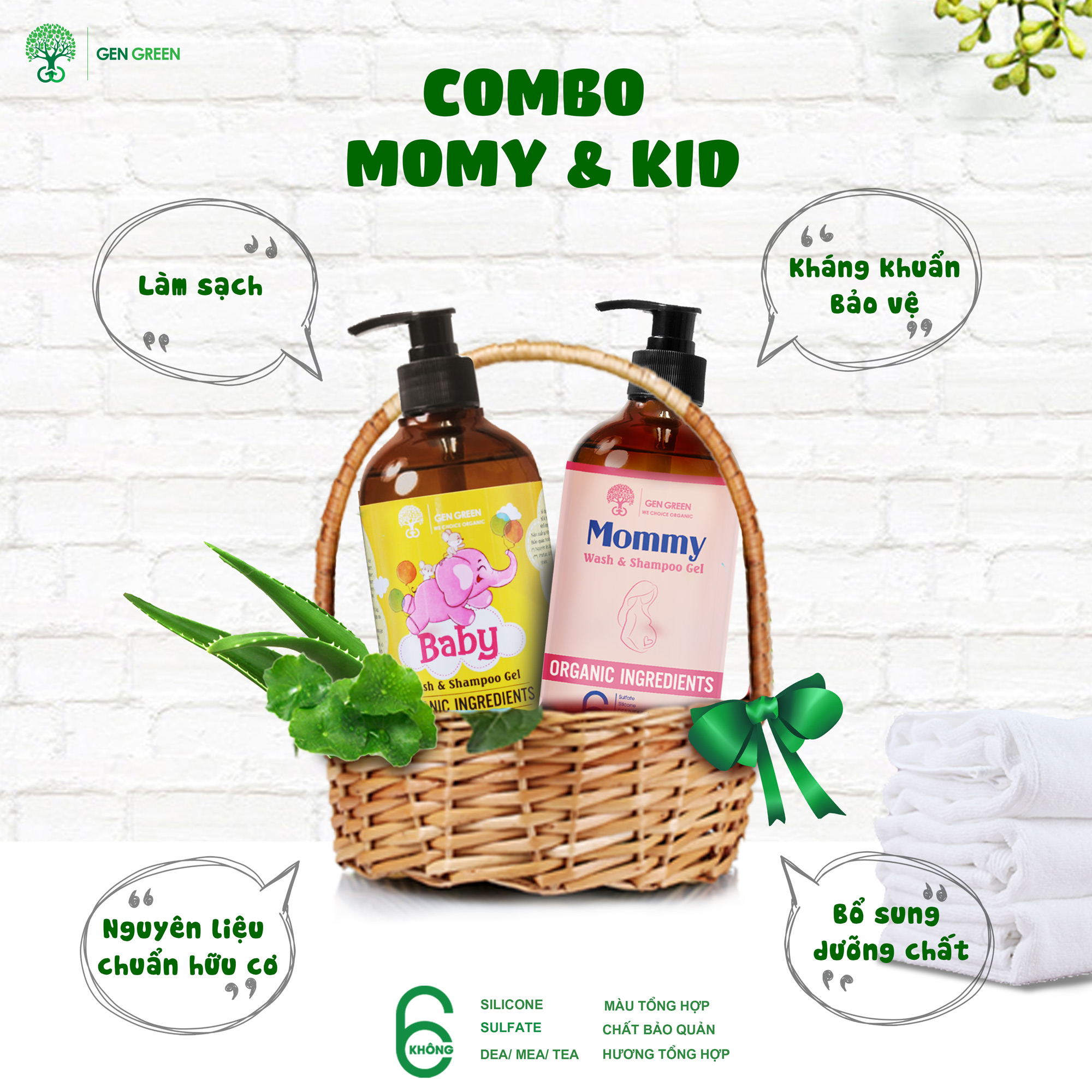 Combo Chăm sóc Mẹ và Bé Hữu Cơ GENGREEN Dành Cho Mẹ Bầu, Mẹ Sau Sinh và Trẻ Sơ Sinh