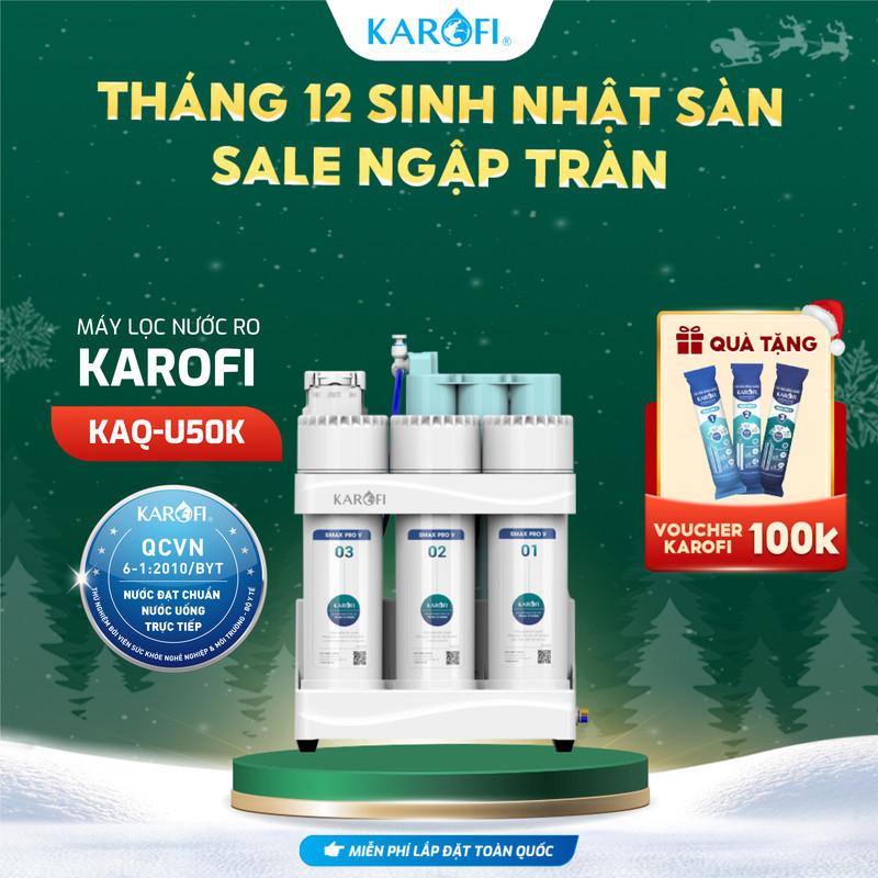 [TẶNG BỘ LÕI] Máy Lọc Nước RO Karofi KAQ-U50K – 10 Lõi Lọc Smax, Hệ Lõi HP 6.0 Bổ Sung Khoáng - Hàng Chính Hãng