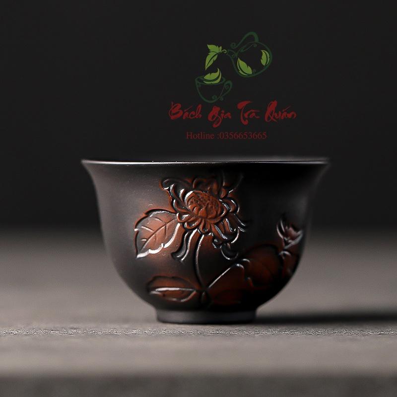 Chén Trà Thủ Công Kiến Thủy Tử Đào - Vạn Thọ Phiết Khẩu – Dung Tích 100ml