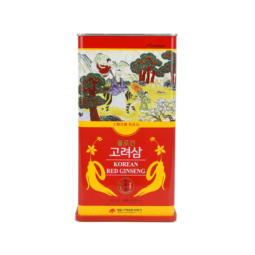 Hộp 150 Grams Hồng sâm 6 năm nguyên củ khô Daedong Korea (6 đến 10 củ)